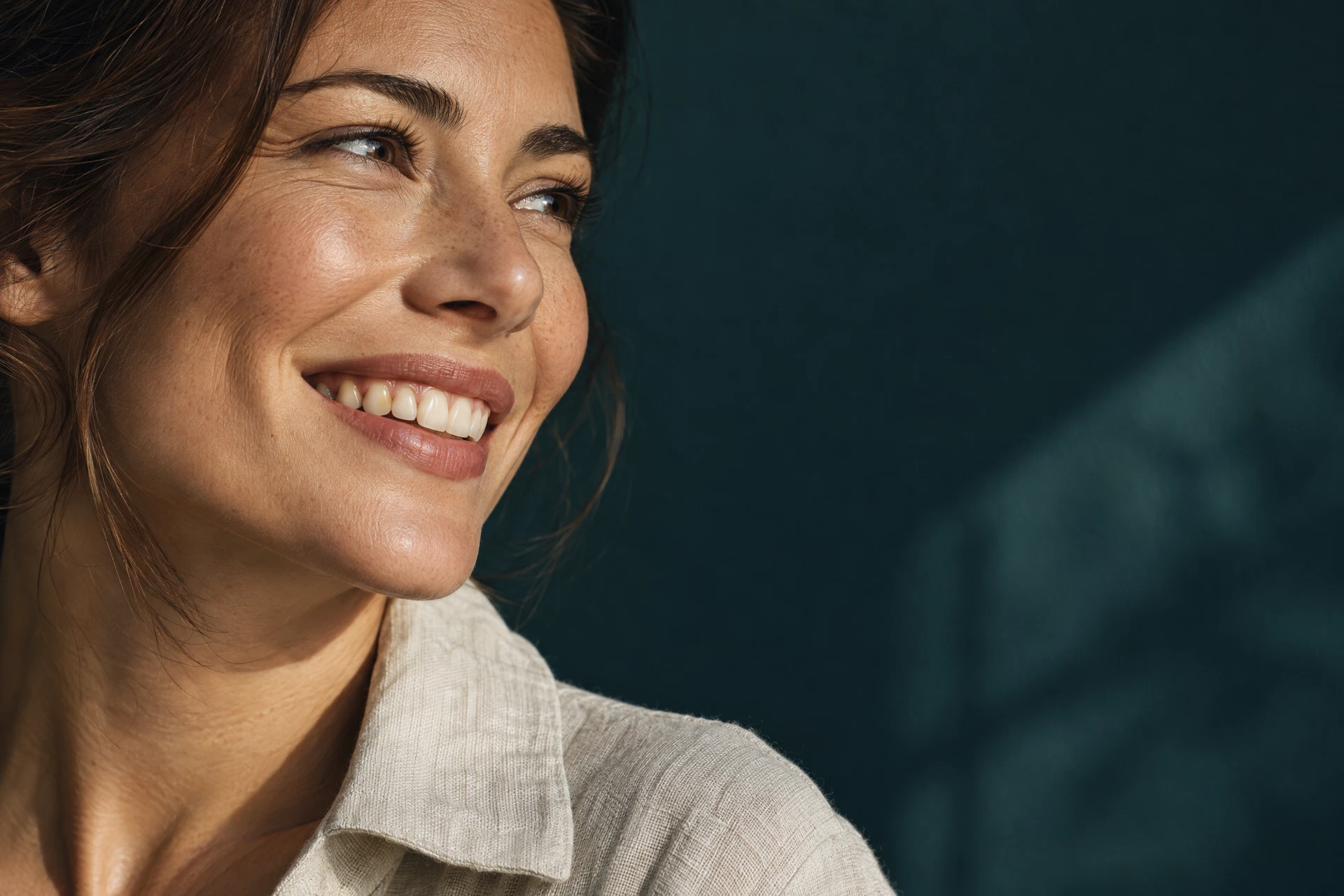 Editorial portrait illustrating natural smile design